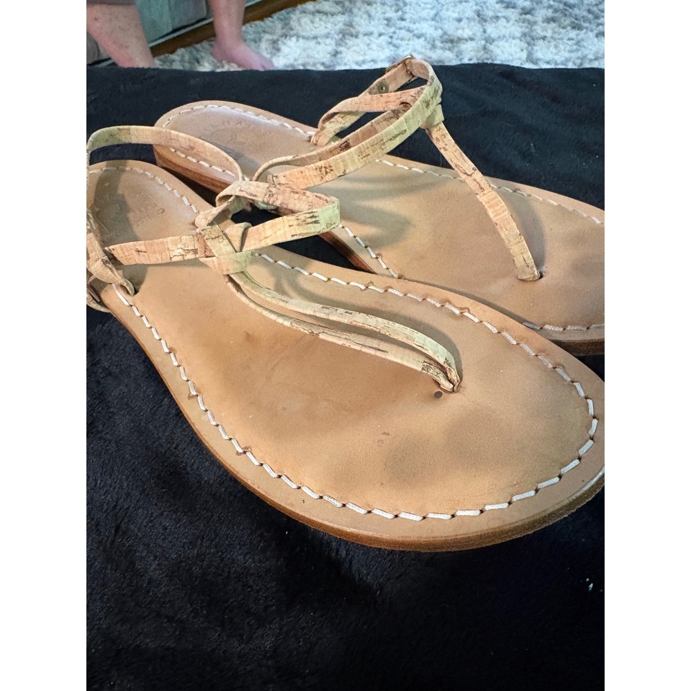 Artigianato Rallo Moda Positano Cork Leather‎ Sandals Italy Handmade Women 38